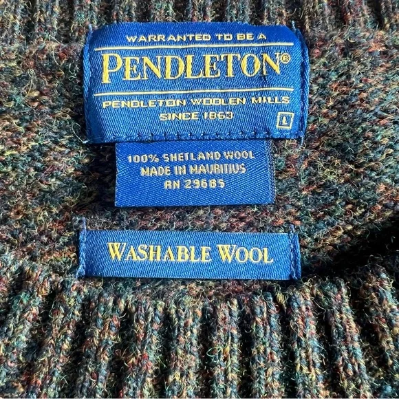Pendleton Men's Green Wool Multicolor Crewneck Sweater Large - Picture 3 of 4